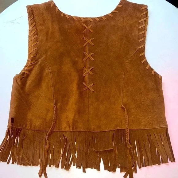 Suede Fringe Vest HIPPIE FESTIVAL Women's Fashion 60's Size M - Picture 7 of 7